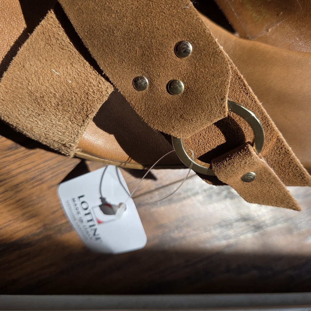 NEW Lottini Suede Boho Wedge Sandals - Camel - Picture 6 of 10
